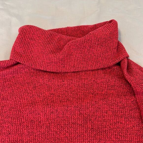 Time & Tru szM red and black marbled thermal long sleeve cowl neck sweater EUC - Picture 4 of 10